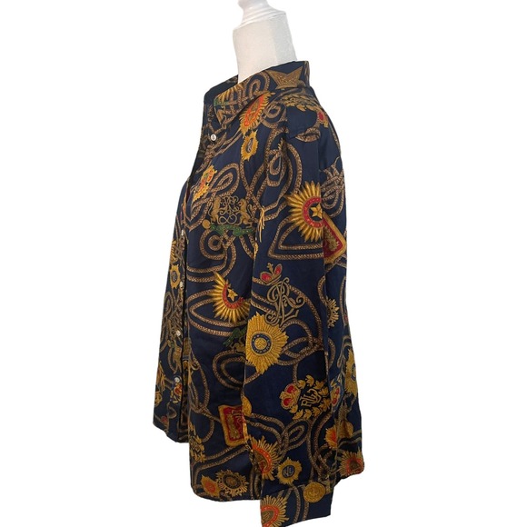Lauren Ralph Lauren Women's collared shirt with rope and gold medallion design - Picture 6 of 9